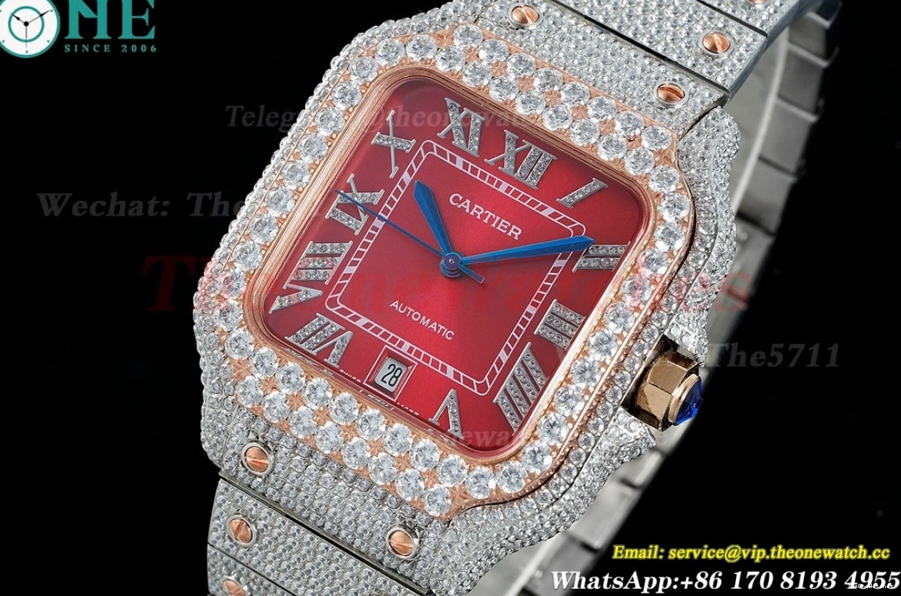 RG 40mm SS Red Santos MY9015 Mens SS Dial XL 100 AMG 0129